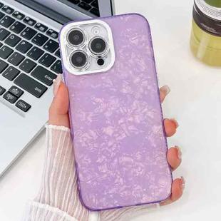 For iPhone 13 Pro Max Plating Glitter Texture TPU Phone Case with Lens Film(Purple Shell Pattern)