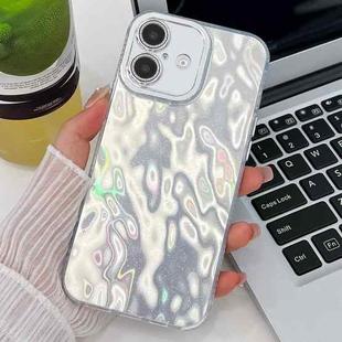 For iPhone 16 Plus Plating Glitter Texture TPU Phone Case with Lens Film(White Wrinkles)