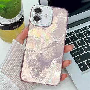 For iPhone 16 Plus Plating Glitter Texture TPU Phone Case with Lens Film(Pink Tinfoil Texture)