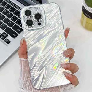 For iPhone 14 Pro Plating Glitter Texture TPU Phone Case with Lens Film(White Water Ripples)