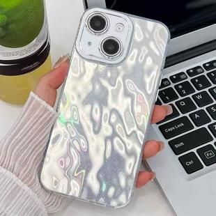 For iPhone 15 Plating Glitter Texture TPU Phone Case with Lens Film(White Wrinkles)