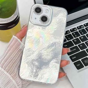 For iPhone 15 Plating Glitter Texture TPU Phone Case with Lens Film(White  Tinfoil Texture)