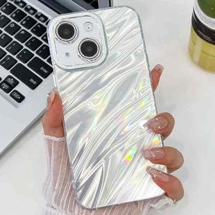 For iPhone 15 Pro Plating Glitter Texture TPU Phone Case with Lens Film(White Water Ripples)