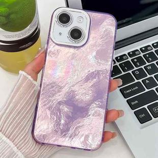 For iPhone 14 Plating Glitter Texture TPU Phone Case with Lens Film(Purple Tinfoil Texture)