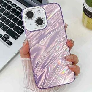 For iPhone 16 Plating Glitter Texture TPU Phone Case with Lens Film(Purple Water Ripples)