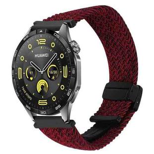 For Huawei Watch GT 4 41mm 18mm Magnetic Buckle Braided Watch Band(Black Sand Red)