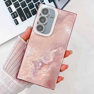 For Samsung Galaxy S24 FE 5G Plating Glitter Texture TPU Phone Case with Lens Film(Pink Tinfoil Texture)