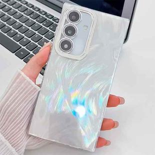 For Samsung Galaxy A54 5G Plating Glitter Texture TPU Phone Case with Lens Film(White Feather Yarn)