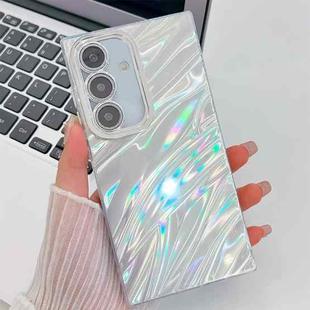 For Samsung Galaxy S25 5G Plating Glitter Texture TPU Phone Case with Lens Film(White Water Ripples)