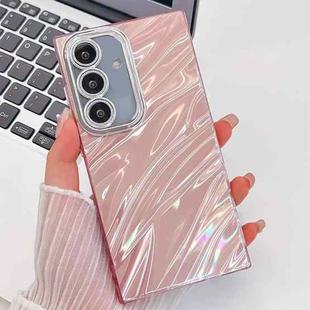 For Samsung Galaxy S25 5G Plating Glitter Texture TPU Phone Case with Lens Film(Pink Water Ripples)
