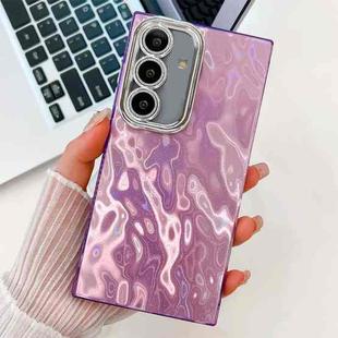 For Samsung Galaxy S25+ 5G Plating Glitter Texture TPU Phone Case with Lens Film(Purple Wrinkles)