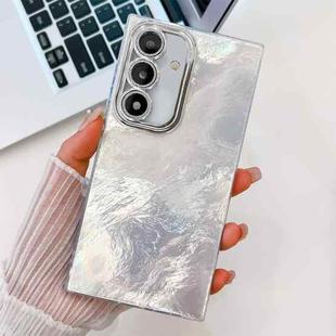 For Samsung Galaxy S25+ 5G Plating Glitter Texture TPU Phone Case with Lens Film(White Tinfoil Texture)