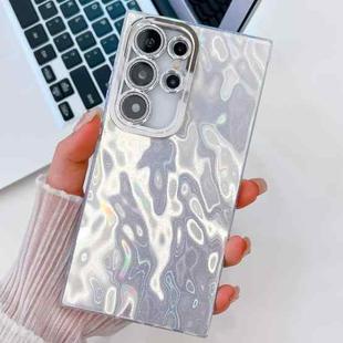 For Samsung Galaxy S25 Ultra 5G Plating Glitter Texture TPU Phone Case with Lens Film(White Wrinkles)