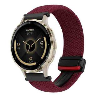 For Garmin Venu 3S 18mm Magnetic Buckle Braided Watch Band(Wine Red)