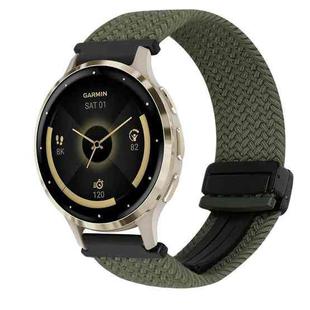 For Garmin Venu 3S 18mm Magnetic Buckle Braided Watch Band(Olive Green)