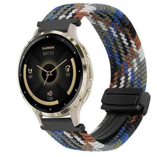 For Garmin Venu 3S 18mm Magnetic Buckle Braided Watch Band(Denim Colorful)