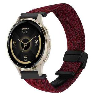 For Garmin Venu 3S 18mm Magnetic Buckle Braided Watch Band(Black Sand Red)