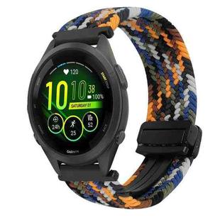 For Garmin Forerunner 265S 18mm Magnetic Buckle Braided Watch Band(Camouflage Colorful)