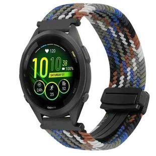 For Garmin Forerunner 265S 18mm Magnetic Buckle Braided Watch Band(Denim Colorful)