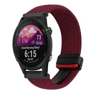 For Garmin Forerunner 255S 18mm Magnetic Buckle Braided Watch Band(Wine Red)