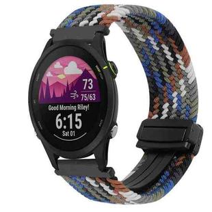 For Garmin Forerunner 255S 18mm Magnetic Buckle Braided Watch Band(Denim Colorful)