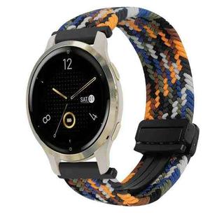 For Garmin Venu 2S 18mm Magnetic Buckle Braided Watch Band(Camouflage Colorful)