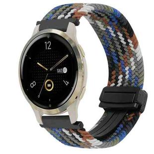 For Garmin Venu 2S 18mm Magnetic Buckle Braided Watch Band(Denim Colorful)