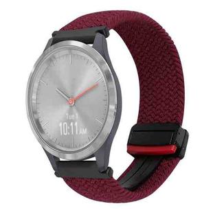 For Garmin Vivomove 3S 18mm Magnetic Buckle Braided Watch Band(Wine Red)