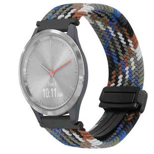 For Garmin Vivomove 3S 18mm Magnetic Buckle Braided Watch Band(Denim Colorful)