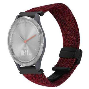 For Garmin Vivomove 3S 18mm Magnetic Buckle Braided Watch Band(Black Sand Red)