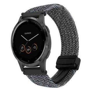 For Garmin Vivoactive 4S 18mm Magnetic Buckle Braided Watch Band(Metal Gray)