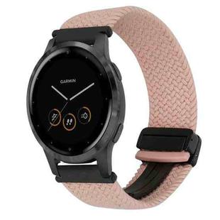 For Garmin Vivoactive 4S 18mm Magnetic Buckle Braided Watch Band(Pink)