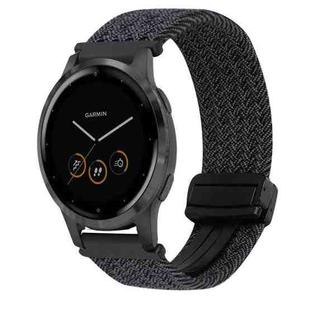 For Garmin Vivoactive 4S 18mm Magnetic Buckle Braided Watch Band(Graphite Black)