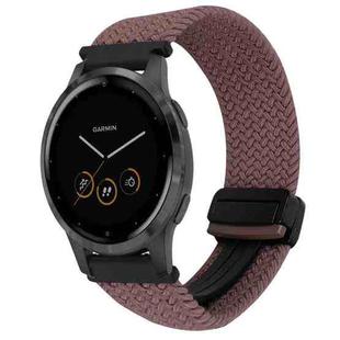 For Garmin Vivoactive 4S 18mm Magnetic Buckle Braided Watch Band(Smoky Purple)