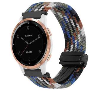 For Garmin Active S 18mm Magnetic Buckle Braided Watch Band(Denim Colorful)