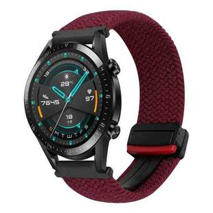 For Huawei Watch GT 2 42mm 20mm Magnetic Buckle Braided Watch Band(Wine Red)