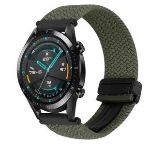 For Huawei Watch GT 2 42mm 20mm Magnetic Buckle Braided Watch Band(Olive Green)