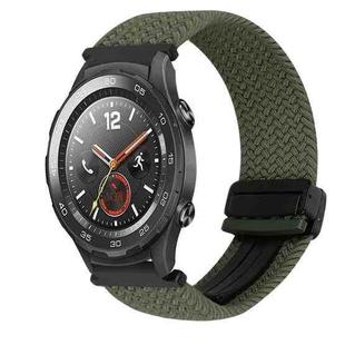 For Huawei Watch 2 20mm Magnetic Buckle Braided Watch Band(Olive Green)