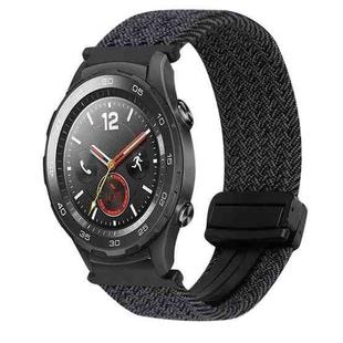 For Huawei Watch 2 20mm Magnetic Buckle Braided Watch Band(Graphite Black)