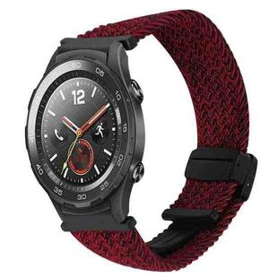 For Huawei Watch 2 20mm Magnetic Buckle Braided Watch Band(Black Sand Red)