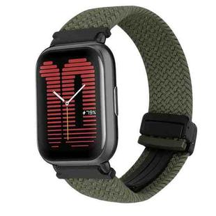 For Amazfit Active Magnetic Buckle 20mm Braided Watch Band(Olive Green)