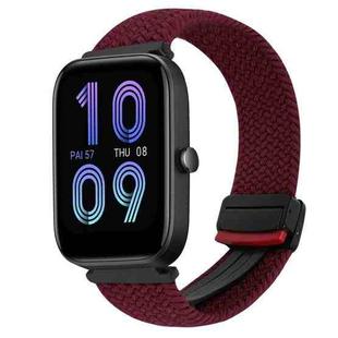 For Amazfit Bip 3 Pro Magnetic Buckle 20mm Braided Watch Band(Wine Red)