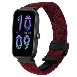 For Amazfit Bip 3 Pro Magnetic Buckle 20mm Braided Watch Band(Black Sand Red)