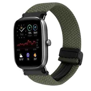 For Amazfit GTS4 Mini Magnetic Buckle 20mm Braided Watch Band(Olive Green)