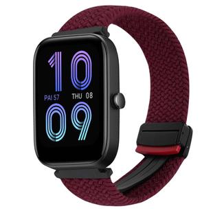 For Amazfit Bip 3 Magnetic Buckle 20mm Braided Watch Band(Wine Red)