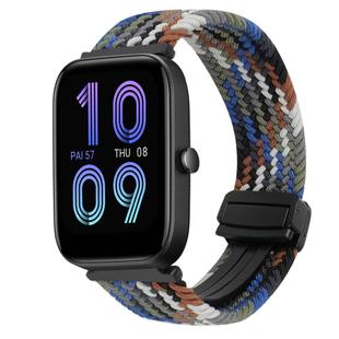 For Amazfit Bip 3 Magnetic Buckle 20mm Braided Watch Band(Denim Colorful)