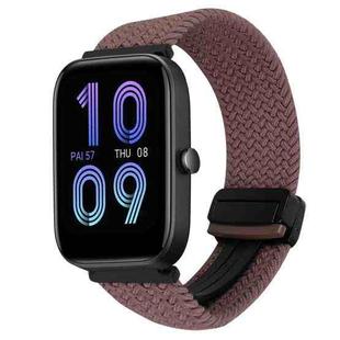 For Amazfit Bip 3 Magnetic Buckle 20mm Braided Watch Band(Smoky Purple)