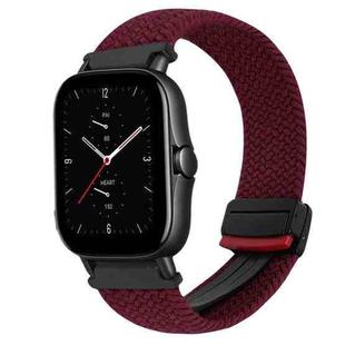 For Amazfit GTS 2e Magnetic Buckle 20mm Braided Watch Band(Wine Red)