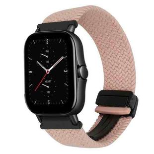 For Amazfit GTS 2e Magnetic Buckle 20mm Braided Watch Band(Pink)