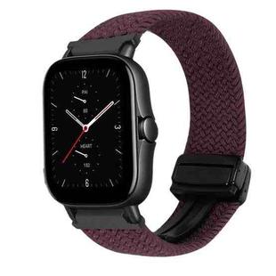 For Amazfit GTS 2e Magnetic Buckle 20mm Braided Watch Band(Crimson Cherry)